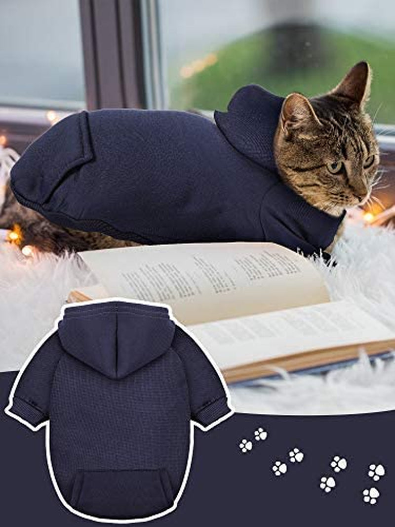 4 Pieces XXS Dog Sweaters Dog Hoodie Clothes with Hat for Small Dogs Puppy Pet Winter Warm Hoodies Coat Sweater Shirt Chihuahua Clothes with Pocket