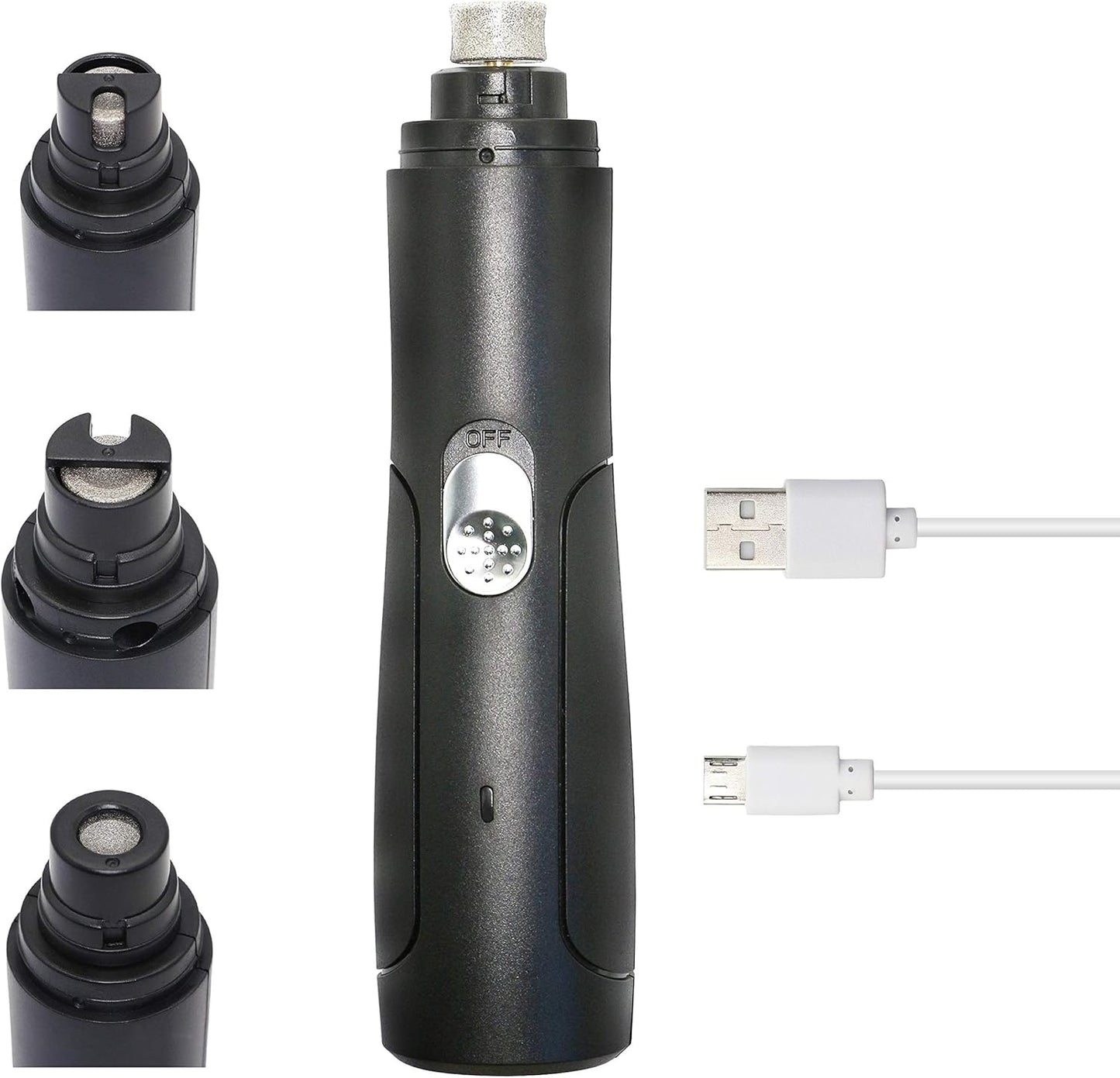 Dog Nail Grinder, Electric Pet Nail Trimmer, Rechargeable Low Noise Dog Nail File Painless Paws Grooming & Smoothing for Small Medium Dogs & Cats (Black)