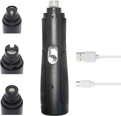 Dog Nail Grinder, Electric Pet Nail Trimmer, Rechargeable Low Noise Dog Nail File Painless Paws Grooming & Smoothing for Small Medium Dogs & Cats (Black)